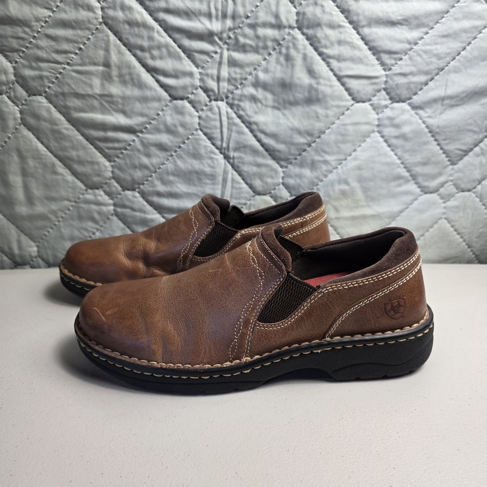 Ariat Shoes Womens Size 9.5 Brown Leather 4LR Slip On Clogs Comfort Casual Mules